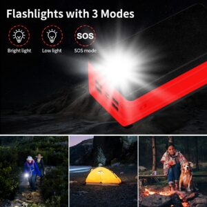 Solar Power Bank 50000mAh, Portable Solar Phone Charger with Flashlight, 4 Output Ports, 2 Input Ports, Solar Battery Bank Compatible with iPhone for Camping, Hiking, Trips