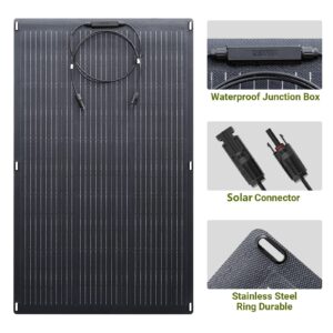 ALLPOWERS SF200 Flexible Solar Panel 200W 32V IP68 Monocrystalline Solar Modules Bendable Semi-Flexible Mono Solar Panel 200 Watt for RV Roof Boat Cabin Van Uneven Surfaces