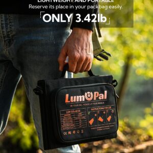 Foldable Solar Panel, LUMOPAL 60W Portable Folding Solar Charger Kit with USB-C PD60W 5V USB-A QC3.0 DC18-20V Ports,IP65 Waterproof for RVCamping Backpacking Compatible with Phone Tablet Power Station