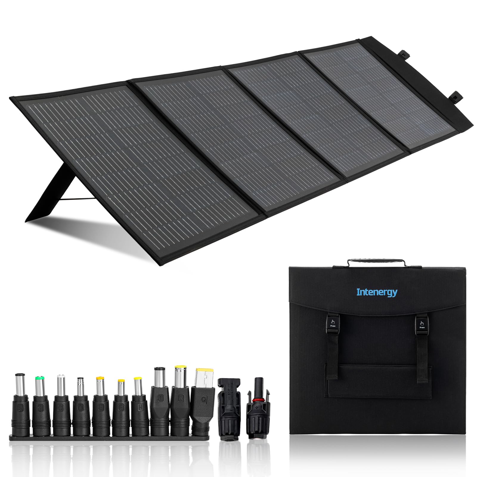 Intenergy 100W 12V Foldable Solar Panel – Monocrystalline Portable Charger for Camping, Laptop & Smartphone with 5V USB & 18V DC Output