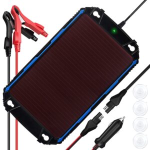 suner power waterproof 5w 12v solar battery charger & maintainer pro, built-in ultrasmart mppt charge controller, 5 watt solar panel trickle charging kits for car automotive boat marine rv trailer