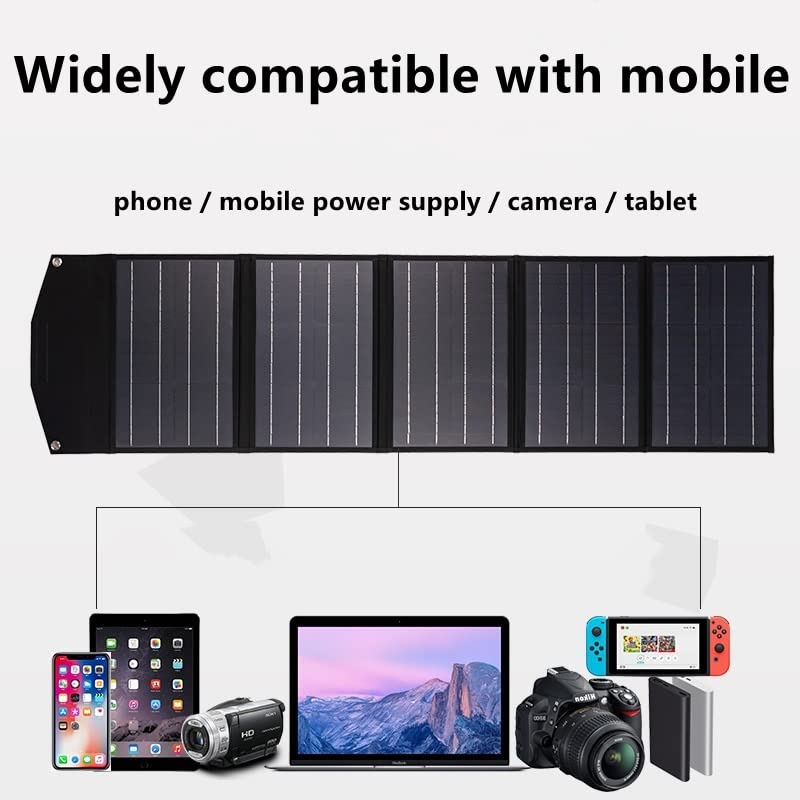 DHAEY 60W/80W/100W Portable Solar Panel(Dual 5v USB with 18v DC Output) Monocrystalline Solar Charger Foldable Solar Panel Bag for Laptop, Portable Generator, 12v Car, Boat, RV Battery etc. (Size : 6