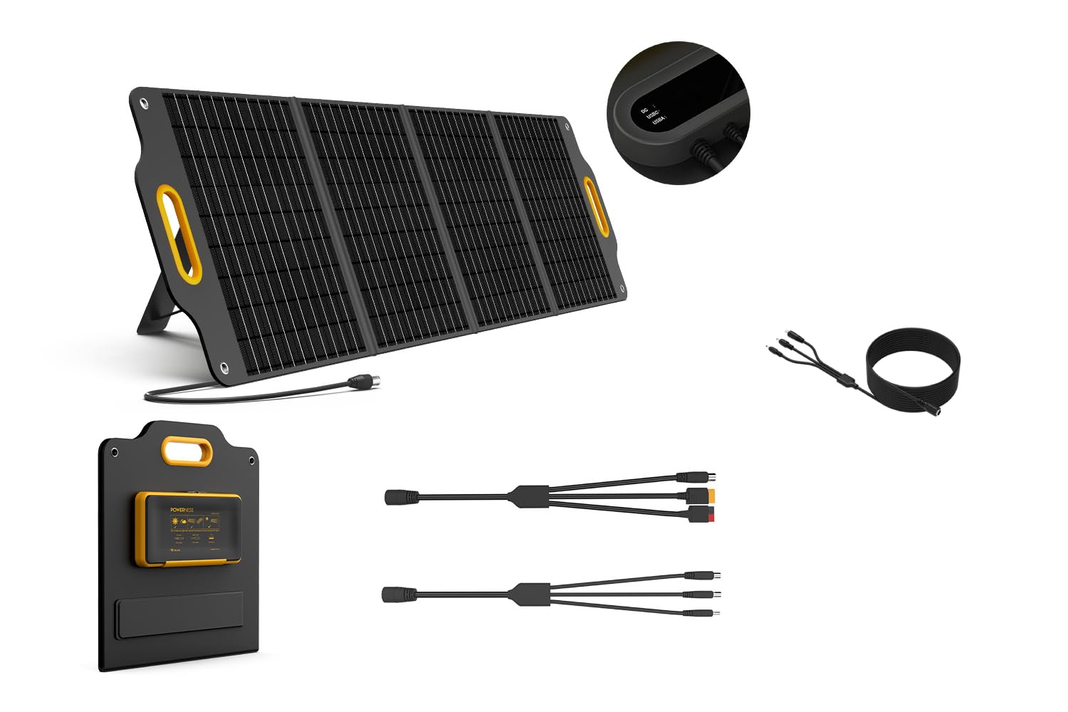 Powerness 120 Watt 18V Portable Solar Panel with 16.4 Feet/5 Meters DC Extension Cable