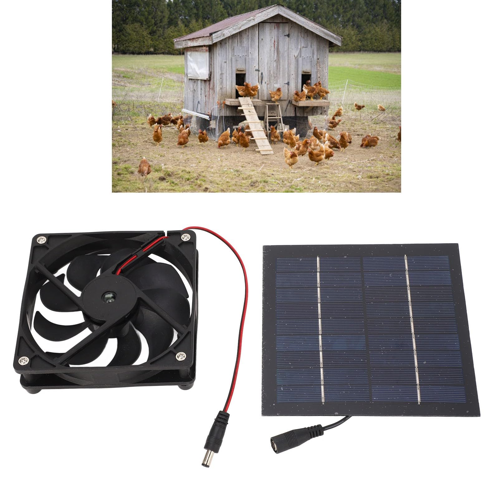 Solar Panel Fan Kit, 50W Solar Powered Exhaust Fan, Outdoor Portable Solar Attic Fan for Chicken Coops, Greenhouse, Sheds, Pet House, Window Exhaust, without Power Storage Function