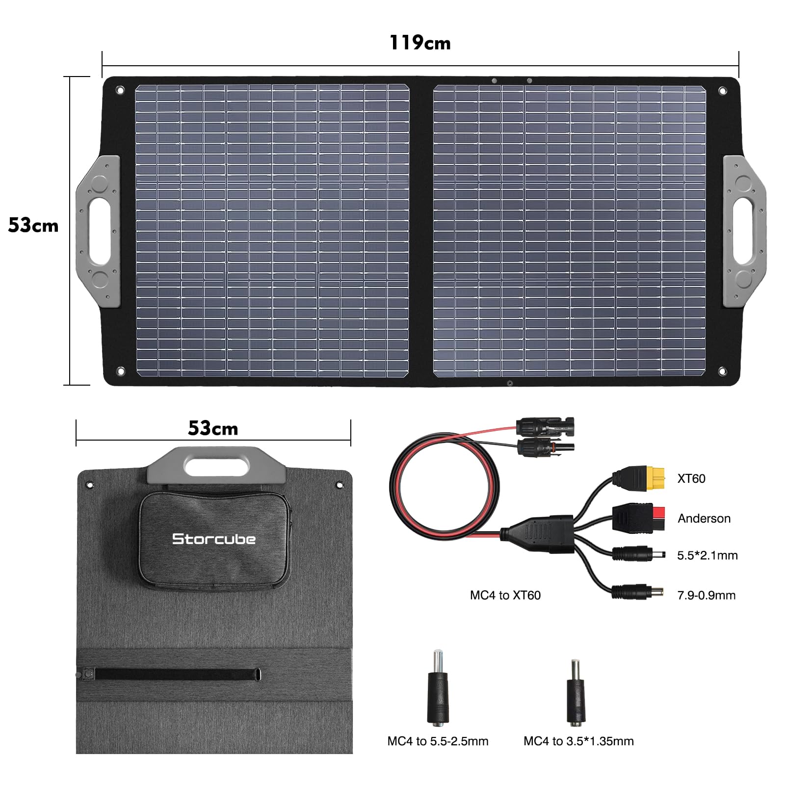 STORCUBE-100W-Portable-Solar-Panel for Power Station Generator, IP67 Waterproof Solar Cell Solar Charger with High-Efficiency Battery Charger for Outdoor Camping Van RV Trip