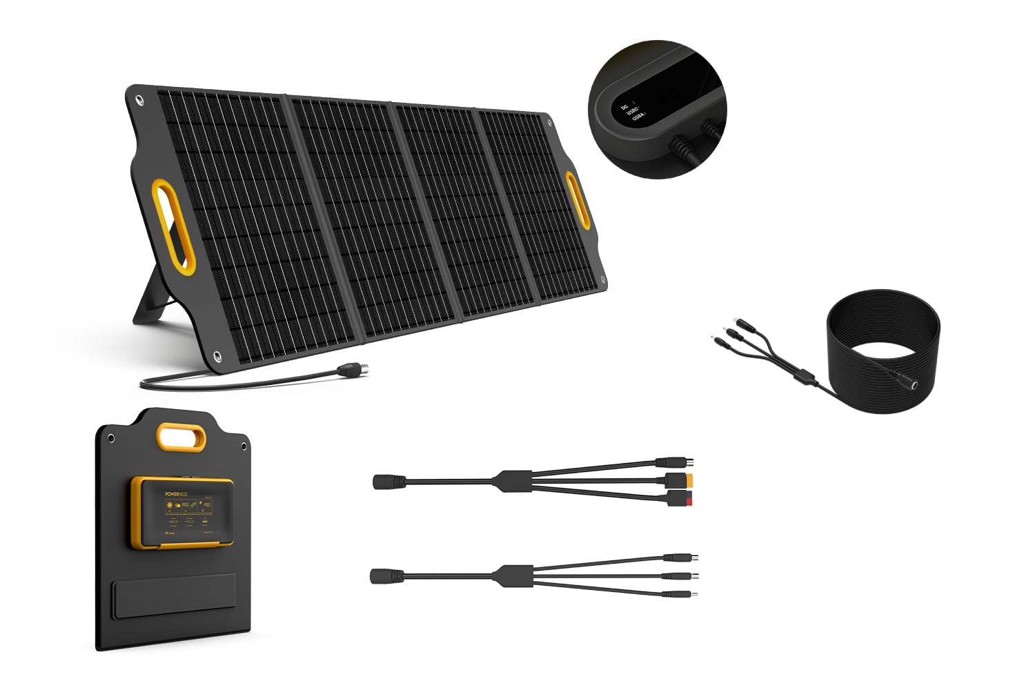 Powerness 120 Watt 18V Portable Solar Panel with 32.8 Feet/10 Meters DC Extension Cable