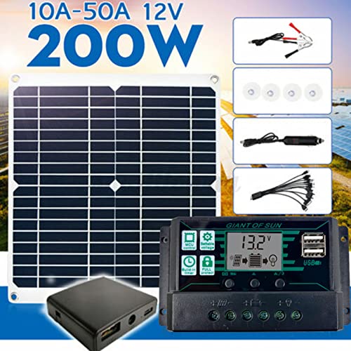 200W 12V Portable Solar Panel, 200W Solar Panel Kit Monocrystalline Silicon Energy Conservation for Camping for Outdoor Cycling(#4)