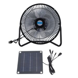 Solar Panel Powered Fan Portable USB Metal Mesh 10W Camping Solar Panel Fan for Pet House Chicken Coop