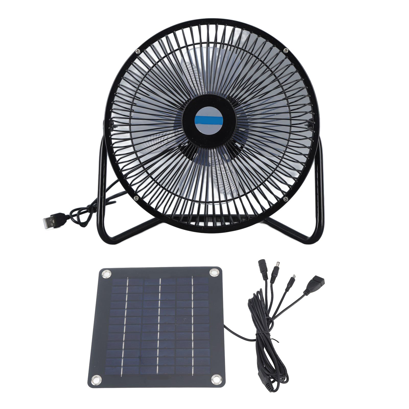 Solar Panel Powered Fan Portable USB Metal Mesh 10W Camping Solar Panel Fan for Pet House Chicken Coop