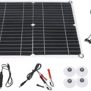 CAJUCA 20W Semi-Flexible Solar Panel, Car Battery Charger Portable Solar Panel DC Solar Charger with 10A Solar Controller for Car Motorcycle Boat