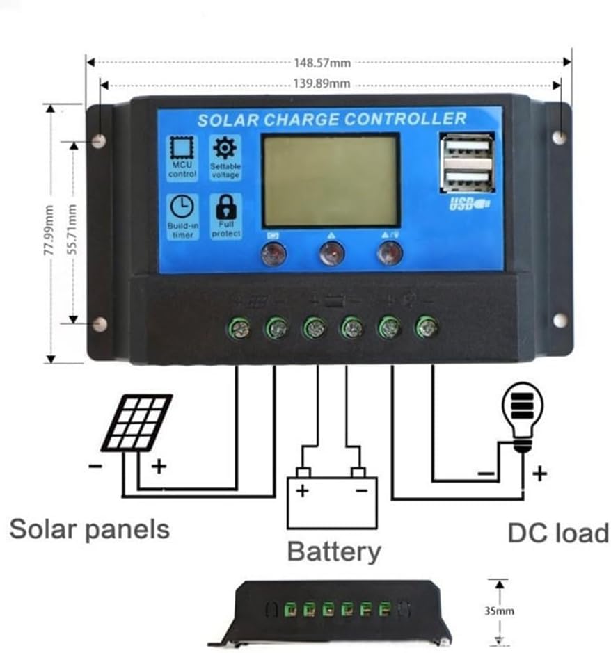 CAJUCA 20W Semi-Flexible Solar Panel, Car Battery Charger Portable Solar Panel DC Solar Charger with 10A Solar Controller for Car Motorcycle Boat