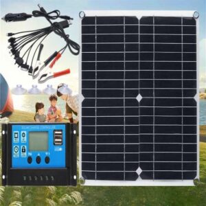 CAJUCA 20W Semi-Flexible Solar Panel, Car Battery Charger Portable Solar Panel DC Solar Charger with 10A Solar Controller for Car Motorcycle Boat