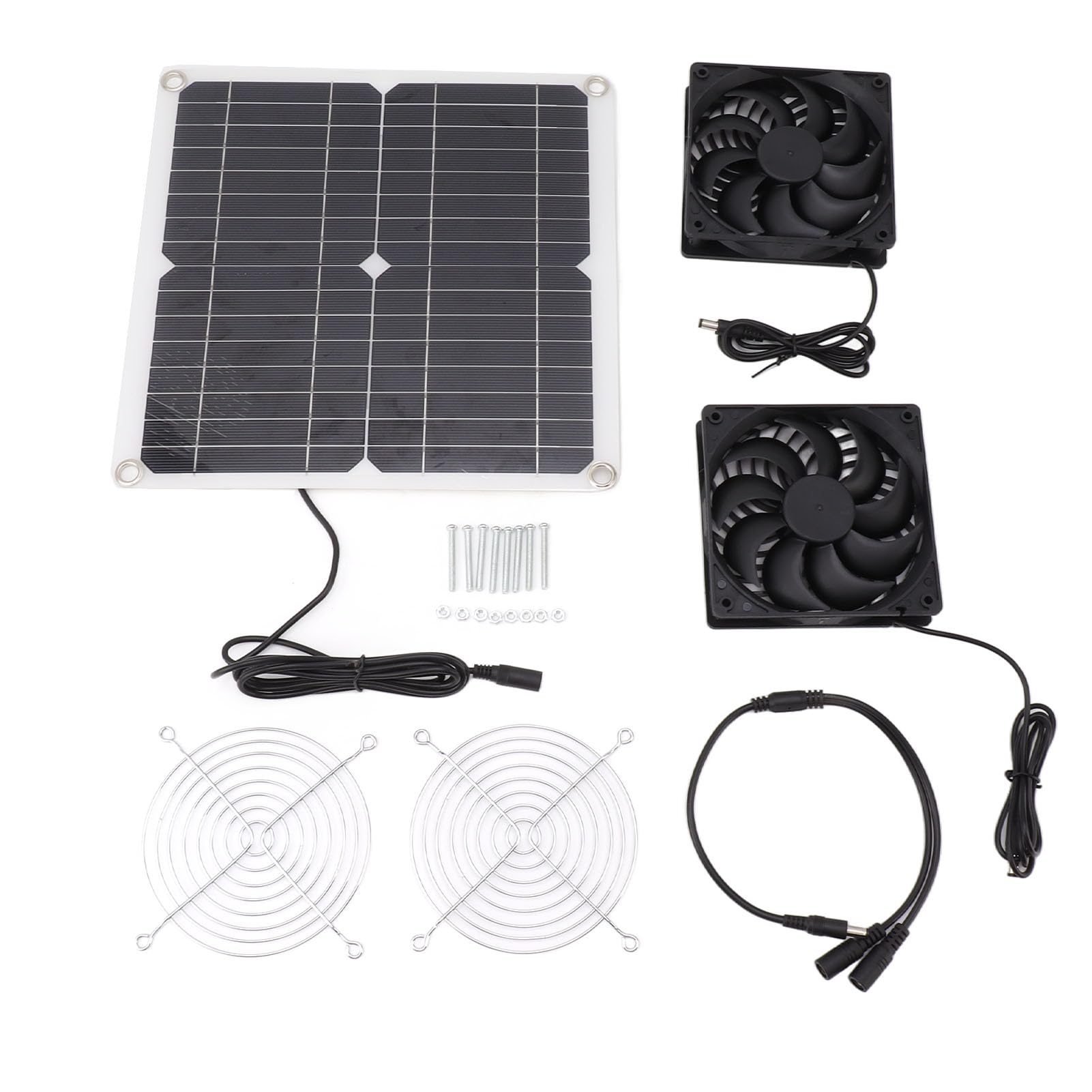 Solar Panel Powered Dual Fan, Portable Solar Panel 2 Exhaust Fan Efficient Energy Conversion 12V 10W for Greenhouse Shed