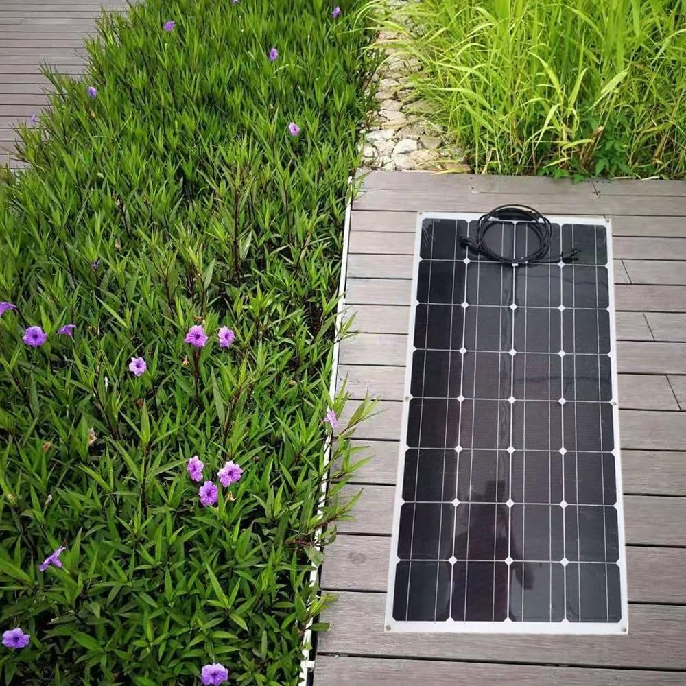 CAJUCA Flexible Solar Panel, 100 Watt 18 Volt Monocrystalline Bendable Solar Charger, Portable Solar Board for RV Tent Roof