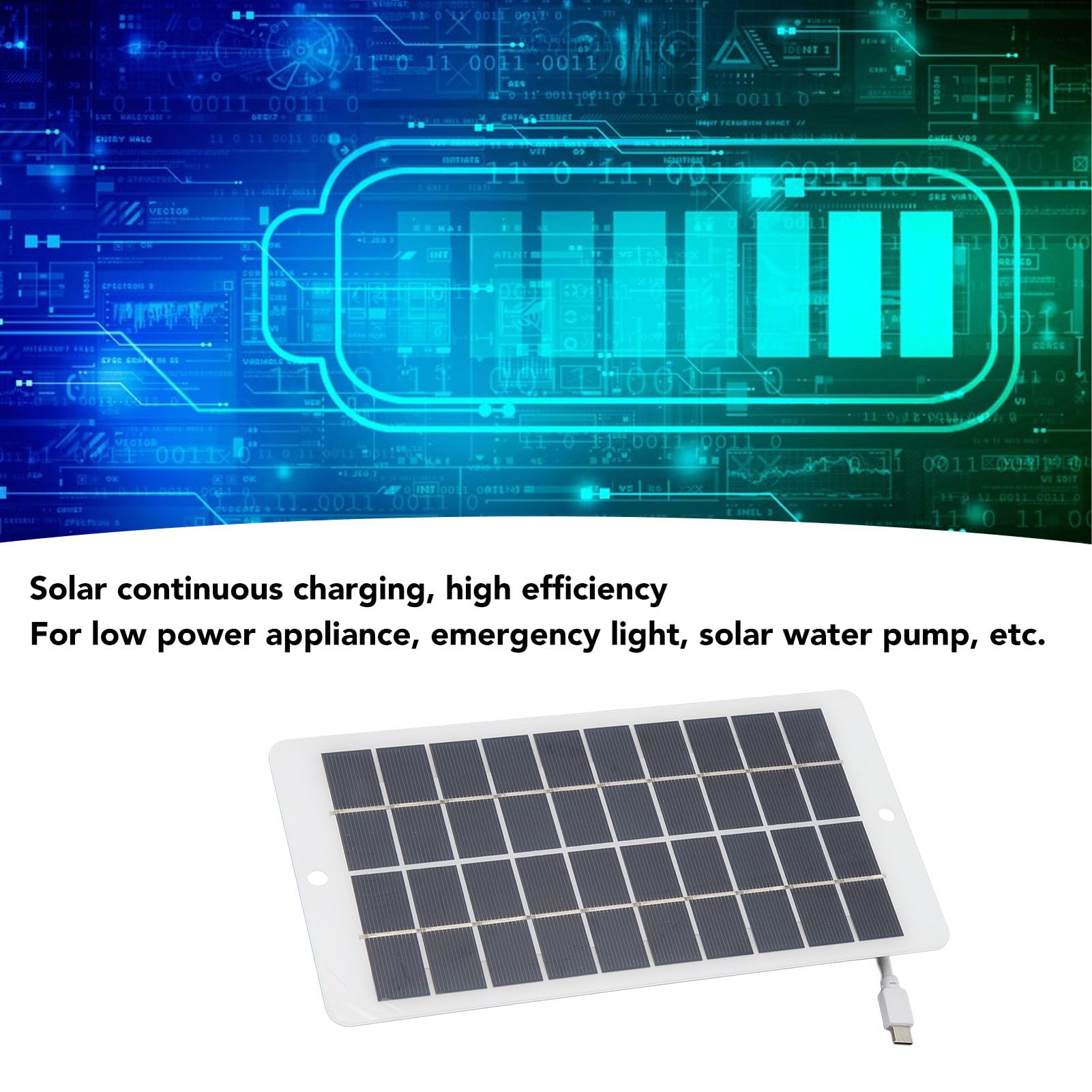 10W 5V Solar Panel Type C Output Portable Solar Panel with IP65 Polycrystalline Silicon for Phone Charging Security Monitoring