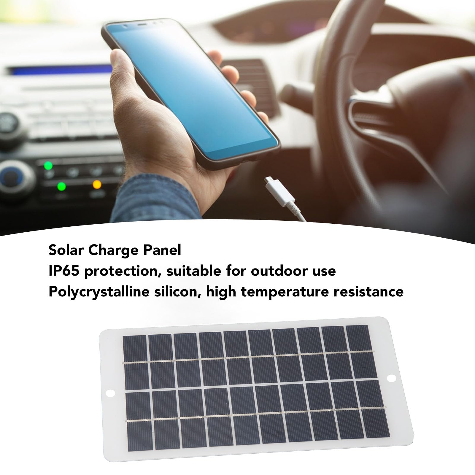 10W 5V Solar Panel Type C Output Portable Solar Panel with IP65 Polycrystalline Silicon for Phone Charging Security Monitoring