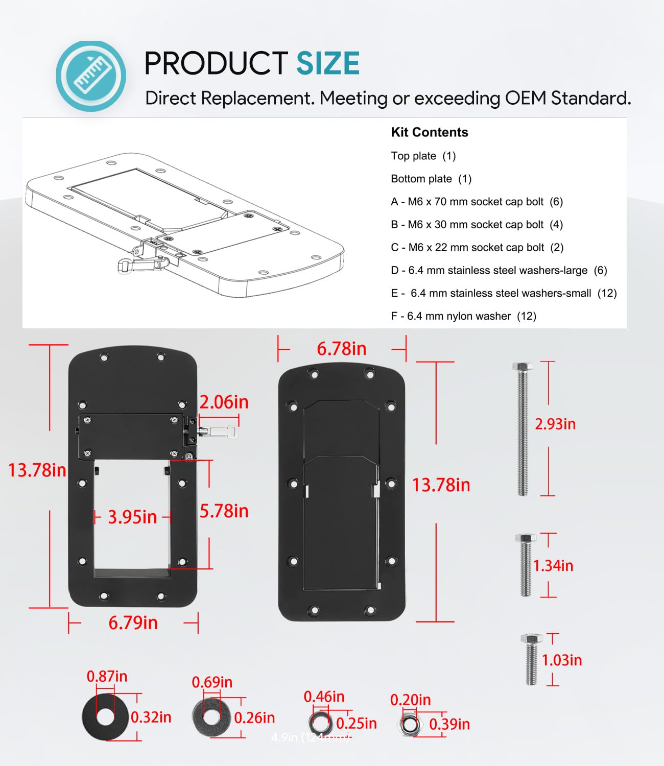 8M0092064 Xi Series Quick Release Mounting Bracket Kit Replacement for MotorGuide Xi3 Xi5 Trolling Motors, Aluminum Black