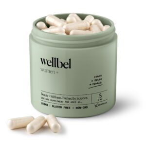 WELLBEL Women + Clean Supplement for Hair, Skin, and Nails, Vegan, Gluten Free, Non GMO 90 Count