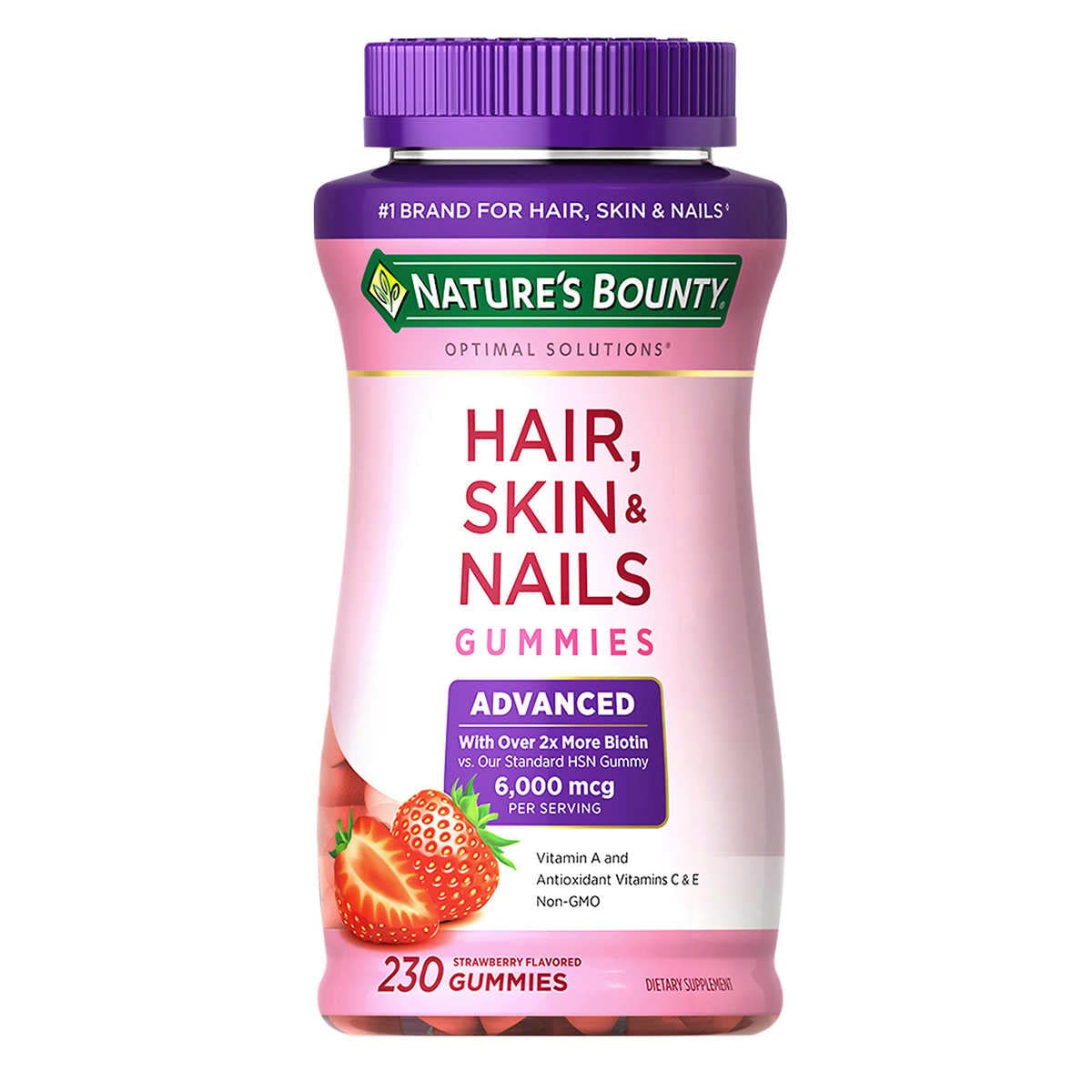 Nature's Bounty Hair, Skin & Nails Rapid Gummies, Argan-Infused Vitamin Supplement with Biotin , Supports Hair, Skin, and Nail Health for Women, 230 Count