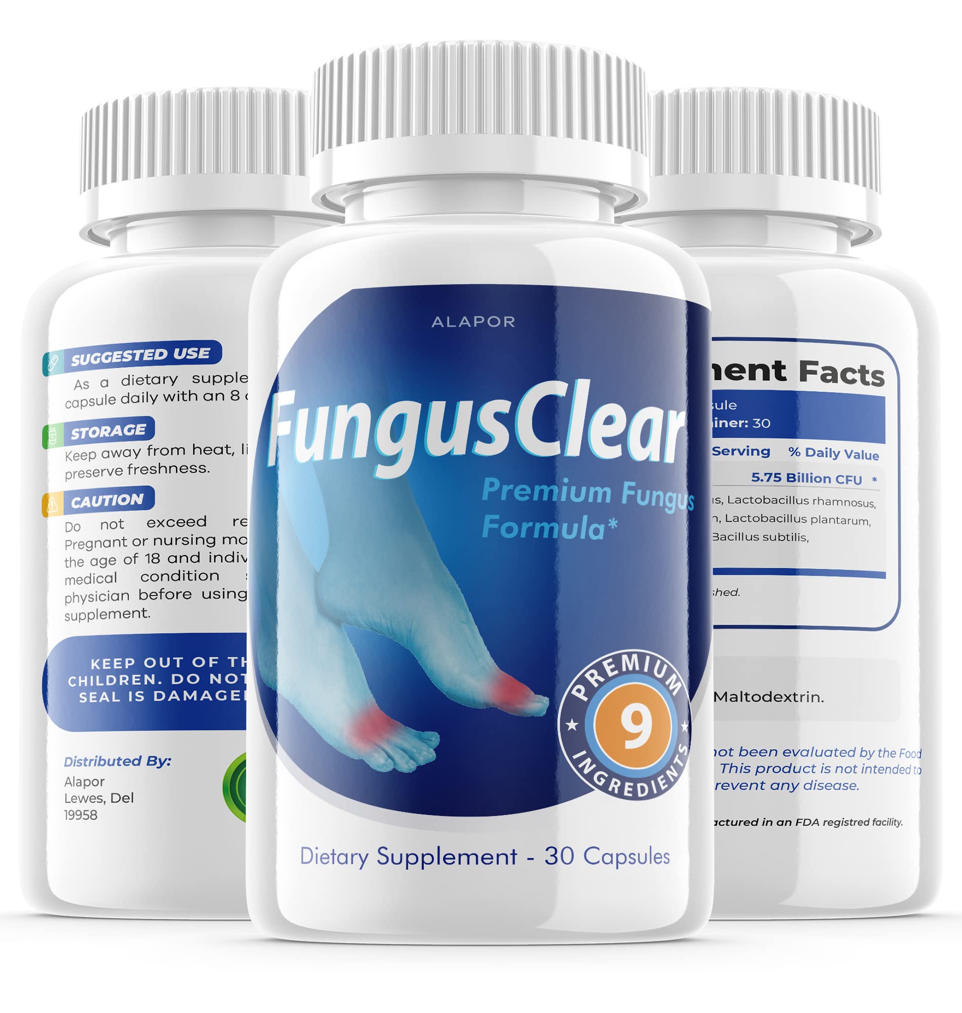 Alapor Fungus Clear - Probiotic Pills, Advance Formula Fungusclear Capsules, Max, for 30 Days Supply.