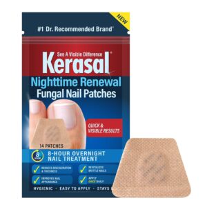 kerasal nighttime renewal fungal nail patches - 14 patch - overnight nail repair for nail fungus damage, 8-hour nail treatment restores healthy appearance