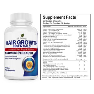 Vie Naturelle Hair Vitamins for Faster Hair Growth with 29 Vitamins for Women & Men - Hair Pills - Hair Vitamin Supplements for Hair Loss Treatments for Women & Men (90 Capsules)