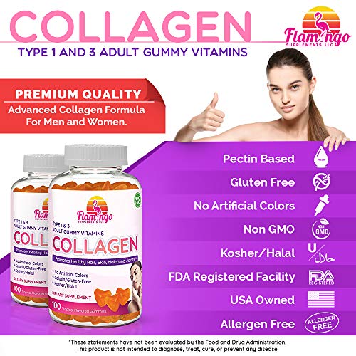 Collagen Gummies- Natural Marine Collagen for Women, and Men- Collagen Supplements for Skin Joint, Hair, Nails- Hydrolyzed Type 2 & 1 3- Replace Pills and Powders - No Gelatin, Kosher, Halal- 100 Ct.