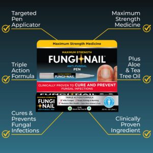 Fungi-Nail Pen Applicator Anti-Fungal Solution, Kills Fungus That Can Lead to Nail & Athlete’s Foot with Tolnaftate & Clinically Proven to Cure and Prevent Fungal Infections, 0.101 Fl Oz (Pack of 1)