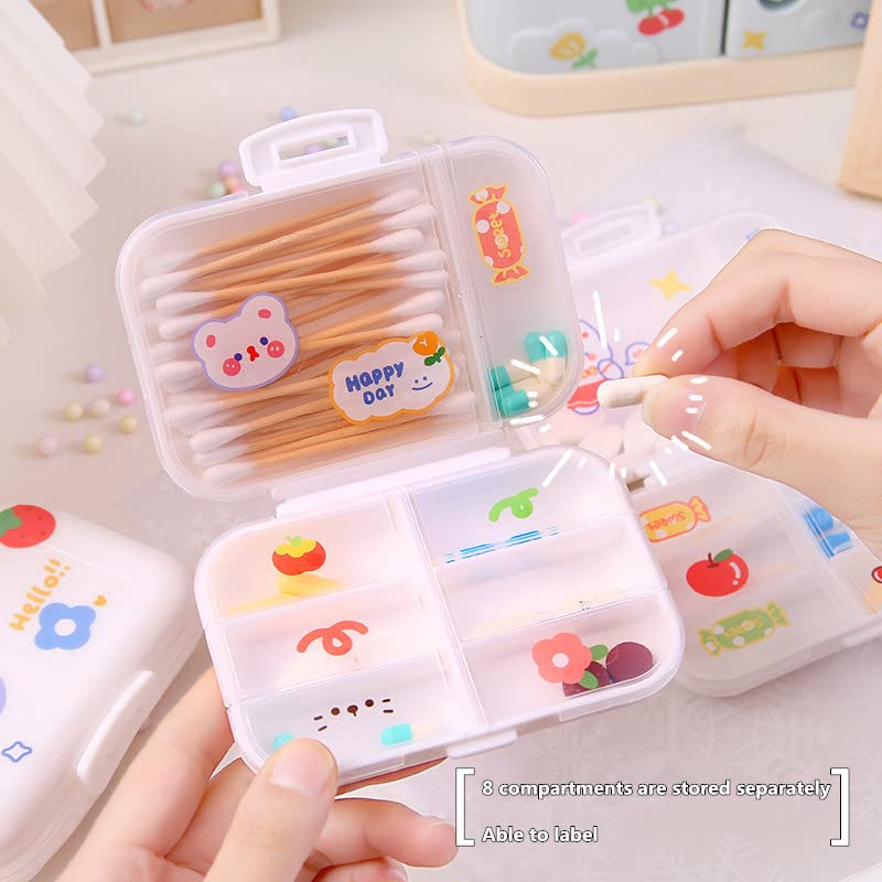 8 Compartments Travel Pill Organizer Moisture Proof Small Pill Box for Pocket Purse Daily Pill Case Portable Medicine Vitamin Holder Container