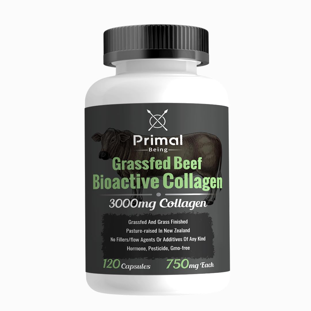 Primal Being Grassfed Beef Cartilage Collagen (Type I-V & XI)- Supports Hair, Skin, Nails, Joint Health, Immunity, Digestion, Post Exercise Recovery - 120 Capsules, 3000 mg per Serving