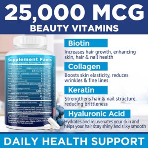 ORIONPHARMA Biotin Keratin & Collagen Capsules - Made in USA - Natural Collagen, Keratin & Biotin for Hair Growth - Biotin & Collagen Vitamins with Multi Collagen Peptides for Hair Loss, Skin & Nails