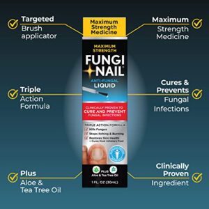 Fungi-Nail Anti-Fungal Liquid Solution, Kills Fungus That Can Lead to Nail & Athlete's Foot with Tolnaftate & Clinically Proven to Cure and Prevent Fungal Infections 1 Fl Oz (Pack of 1)