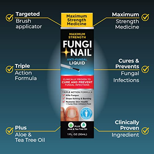 Fungi-Nail Anti-Fungal Liquid Solution, Kills Fungus That Can Lead to Nail & Athlete's Foot with Tolnaftate & Clinically Proven to Cure and Prevent Fungal Infections 1 Fl Oz (Pack of 1)