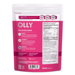 OLLY Undeniable Beauty Gummy, For Hair, Skin, Nails, Biotin, Vitamin C, Keratin, Chewable Supplement, Grapefruit, 30 Day Supply - 60 Count