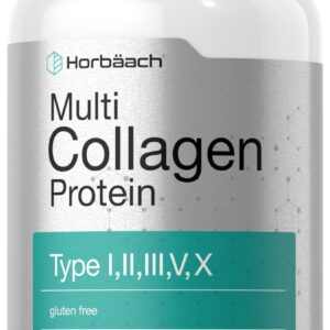 Horbäach Multi Collagen Protein 2000 mg | 180 Capsules | Type I, II, III, V, X | Keto & Paleo Friendly, Gluten Free Supplement