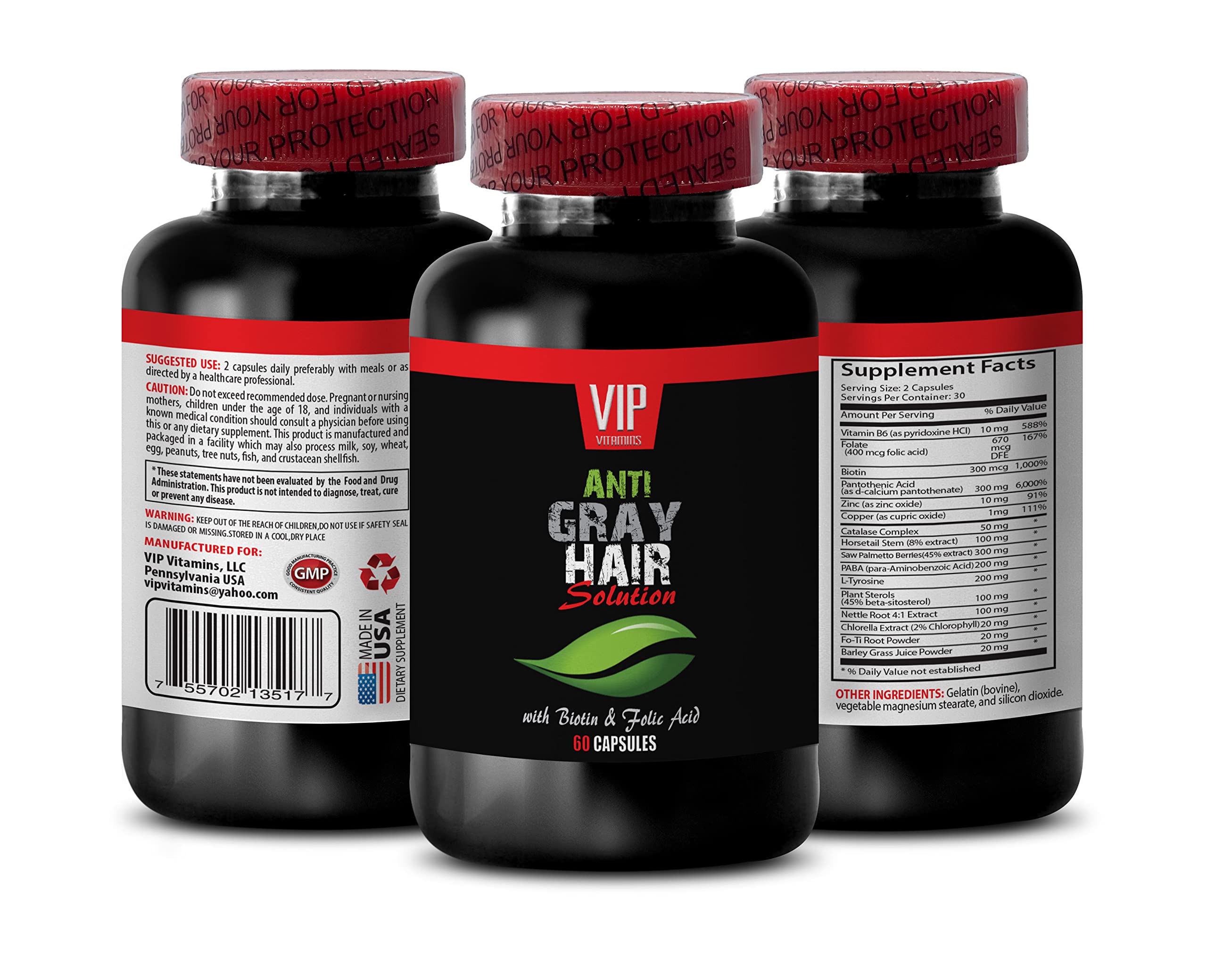 Best Naturals Anti Gray Hair - Anti Gray Hair for Men and Women - GET Your Style Back - Stops Grey Hair Change - catalase for Gray Hair - Anti Gray Hair Supplement - Hair Support Vitamins 1Bot 60Caps