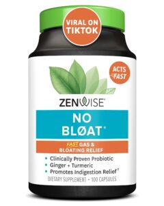 zenwise health no blØat - probiotics for digestive health with ginger, dandelion, and cinnamon, digestive enzymes for gas and bloating relief for women and men - water retention pills - 100 count