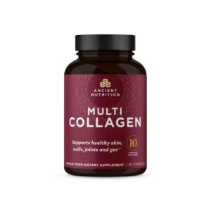 ancient nutrition collagen peptides pills, hydrolyzed multi collagen supplement, types i, ii, ii, v & x, supports healthy skin and nails, gut health and joints, 90 capsules