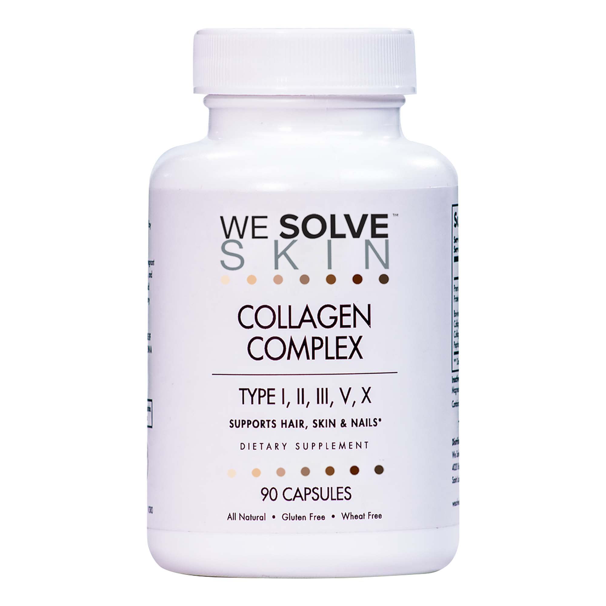 WESOLVESKIN Pure Hydrolyzed Collagen Peptides | Premium Multi Collagen Capsules or Pills for Men & Women | Contains Type I, II, III, V, X | Healthy Hair, Skin, Nails, Bones | Gluten-Free (90 Capsules)