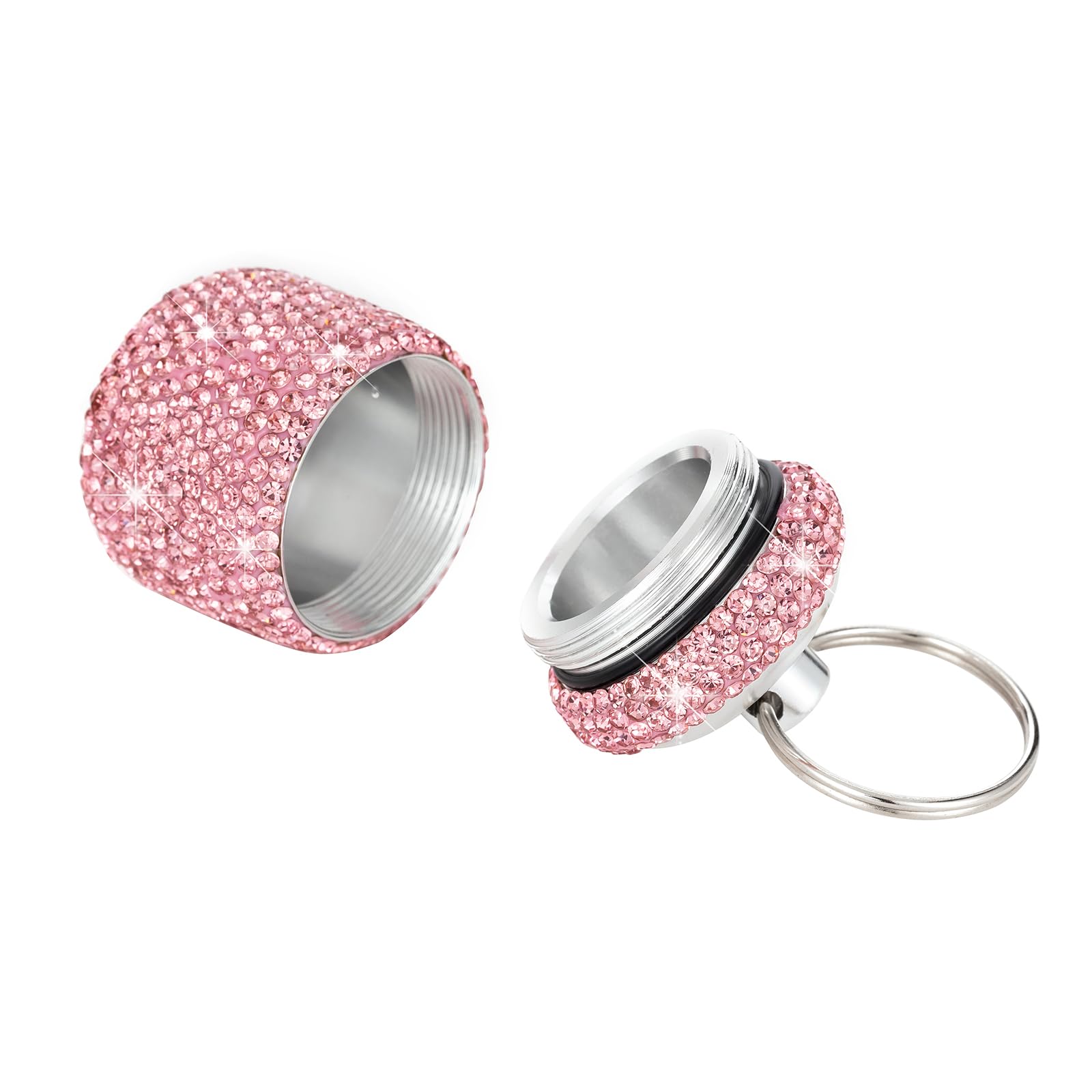 Pill Case for Purse Small Pill Container Keychain Bling Pill Holder with Keychain Travel Pill Organizer Medicine Bottle Organizer for Vitamin Supplement(Pink)