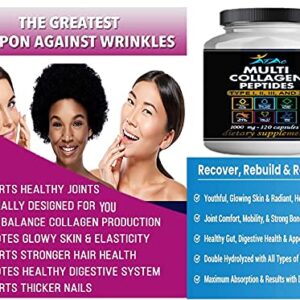 Vitamisan 2-Pack Multi Collagen Plus Pills (Type I, II, III, X) for Anti-Aging, Hair, Skin, Nails and Joint Support, 80 Day Supply 240 Capsules