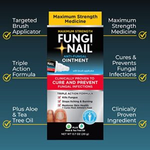 Fungi Nail Anti-Fungal Ointment, Kills Fungus That Can Lead to Nail & Athlete’s Foot with Tolnaftate & Clinically Proven to Cure Infections, Natural Color, 0.7 Fl Oz