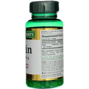 Nature's Bounty Biotin 10000 mcg, Supports Healthy Hair, Skin and Nails- Rapid Release Softgels- 120 Ct.,