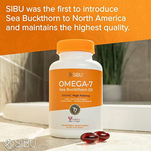 sibu Omega-7 Softgels, Premium Organic Himalayan Sea Buckthorn Oil (60ct, 30 Day Supply) – Supplement for Healthy Skin, Hair, Nails and Dryness