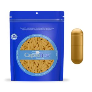 Capsuline Size 0 - Colored Gold Empty Gelatin Capsules - 100 Count - Empty Gel Pill Capsules - DIY Pure Bovine Pill Capsule Filling - Empty Caps - Kosher and Halal Certified