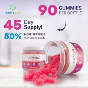 Biotin & Vegan Collagen Bundle, Gummies for Hair Growth, Healthier Skin & Nails (Bulk 90 Gummies), Collagen Booster Superfruit Complex with Resveratrol, Vitamin A, E, C - Replace Capsules, Pills