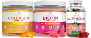 purify life marine collagen, biotin, & vegan collagen bundle, gummies for hair skin and nails (bulk - 90 chews), joint care vitamin, immune support, beauty, detox & cleanse, replace capsules, pills