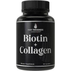 biotin and collagen supplements - 10000mcg biotin + bovine collagen advanced 2-in-1 hair growth + thickening vitamins complex. capsules supplement for women, men with thinning hair and hair loss