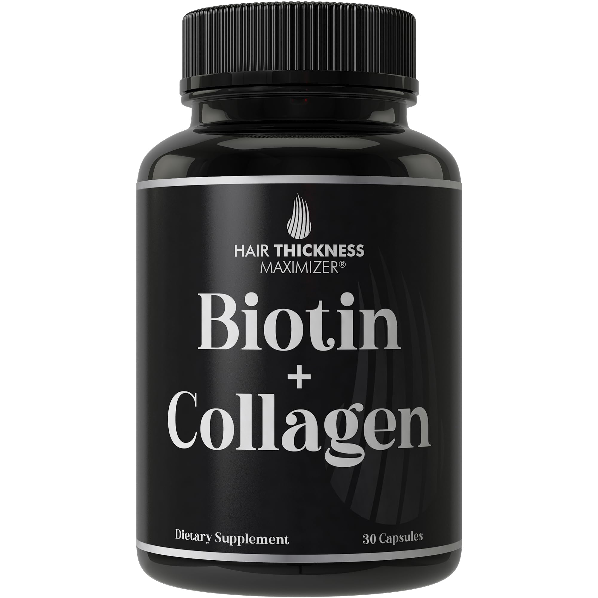 Biotin and Collagen Supplements - 10000mcg Biotin + Bovine Collagen Advanced 2-in-1 Hair Growth + Thickening Vitamins Complex. Capsules Supplement for Women, Men with Thinning Hair and Hair Loss