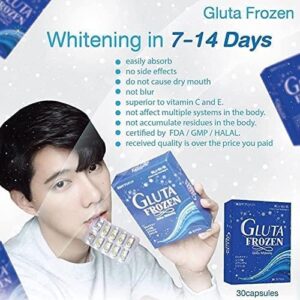 3 envelopes Frozen Collagen Whitening x10 Glutathione 10000 mg Reduce acne Freckles Melasma Aura Whitening Lightening Skin anti-aging Lightenin Skin Reduce Acne Hair Nails 1 envelopes : 60 Softgels